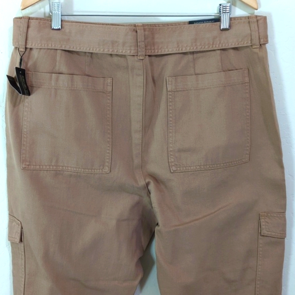 Banana Republic Factory Rust Belted Twill Cropped Cargo Pants Size 16 - Picture 7 of 10